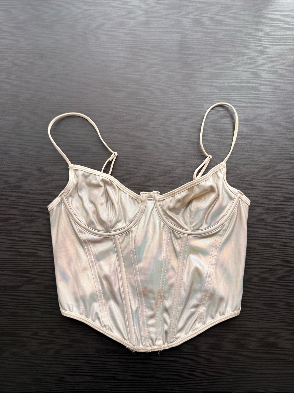 Iridescent Corset Crop Top - Shimmery Neutral